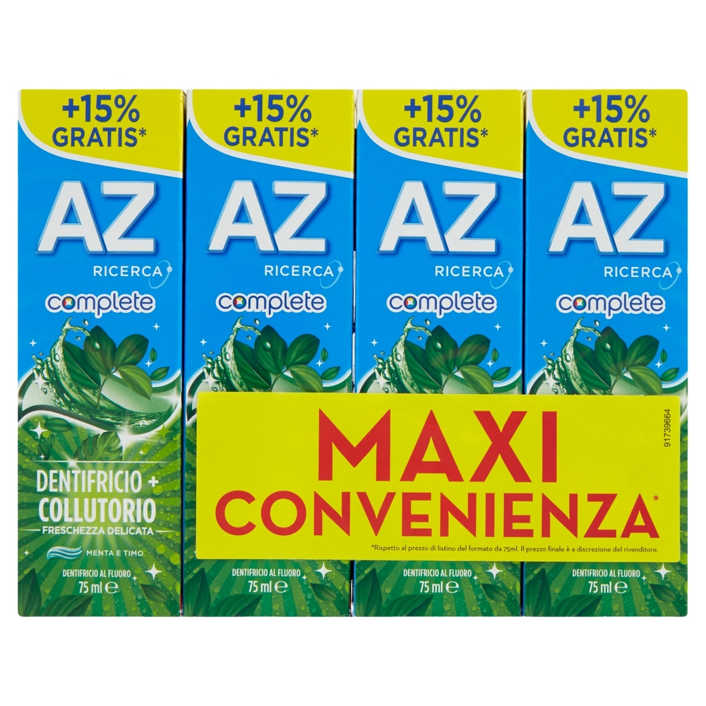 AZ Ricerca Dentifricio Complete+Collutorio Freschezza Delicata 4x65+10 ml